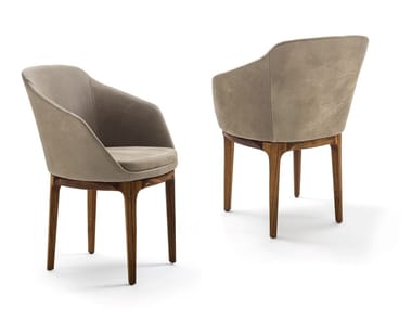 ARM CHAIR WOOD EVOLUTION - Upholstered leather chair with armrests (Request Info).