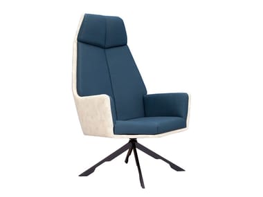 RAMA - Swivel trestle-based armchair with armrests (Request Info).