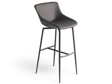 ARTIKA - High leather stool with footrest (Request Info).