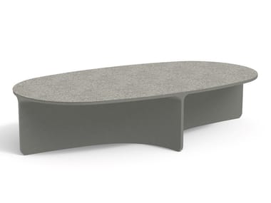 ASPIC 003 - Low oval cement garden side table (Request Info).