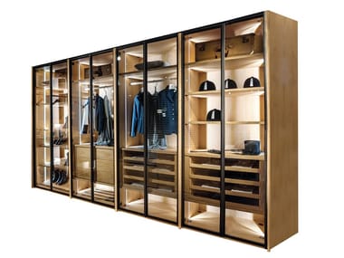 AVANT - Sectional wood and glass wardrobe - LED lighting available upon request (Dimension - H.220 & 2 Doors) by Riva 1920