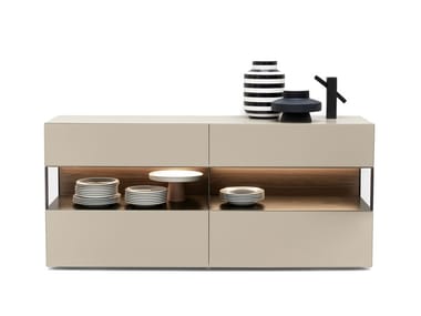 AVENUE - Wooden sideboard with flap doors with integrated lighting (Request Info).