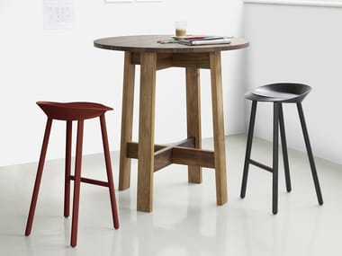 BASIS - Round solid wood high table (Request Info).