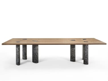 OSMOSE - Wooden and marble dining table (Request Info).