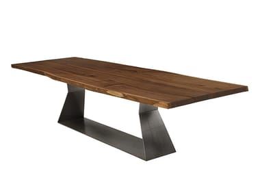 BEDROCK PLANK C - Rectangular table with solid wood top and iron base (Request Info).