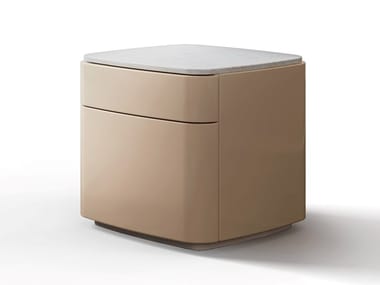 LULLABY - Rounded wooden bedside table with drawers (Request Info).