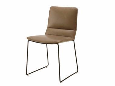 BENDCHAIR - Sled base upholstered leather chair with removable cover (Request Info).