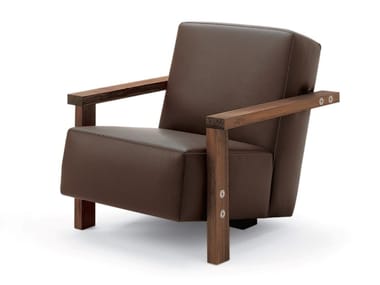 BERBENA - Leather easy chair with armrests (Request Info).