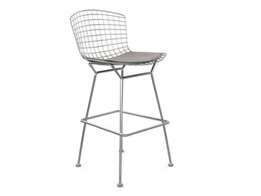 Bertoia steel stool with seat cushion.