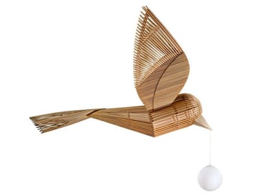 BIG BIRD HORIZONTAL - Handmade wood veneer pendant lamp (Request Info).