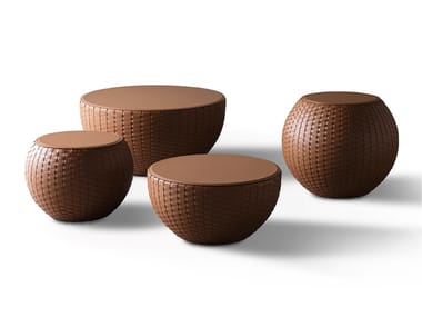 BONGO KUOIO - Round tanned leather coffee table (Request Info).