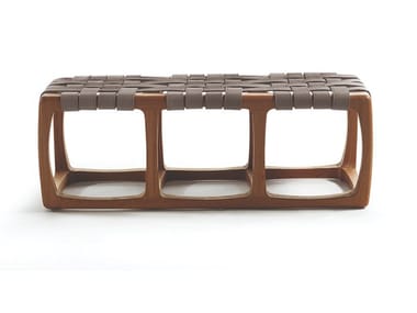 BUNGALOW - Teak garden bench with fabric seat (Dimensions - L.121 x P.44 x H.42) (Request Info).