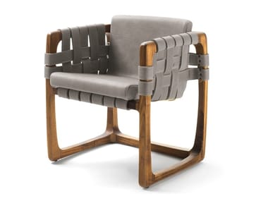 BUNGALOW - Upholstered fabric garden chair with teak structure (Request Info).
