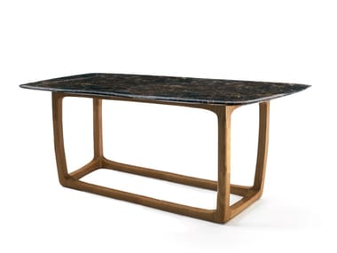 BUNGALOW - Rectangular garden table with marble top anche teak base (Request Info).
