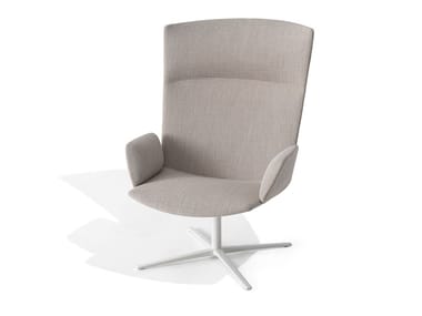 CALUM LOUNGE RELAX - Swivel high-back fabric armchair with 4-spoke base (Request Info).