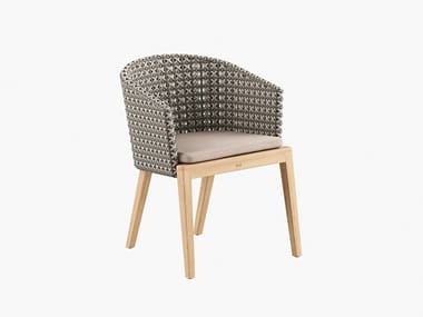 CALYPSO - Synthetic fibre and teak garden chair with armrests (Request Info).