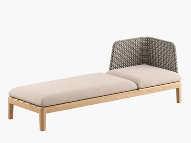 CALYPSO LOUNGE - Recliner synthetic fabric and teak sun lounger (Request Info).