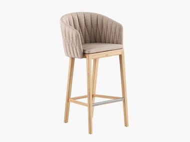 CALYPSO - High fabric and teak stool (Request Info).