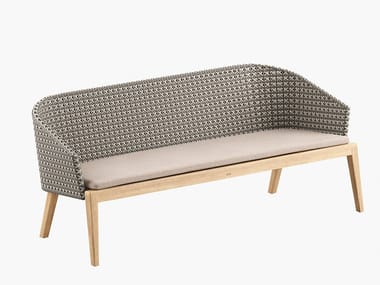 CALYPSO - 3 seater synthetic fibre and teak garden sofa (Request Info).