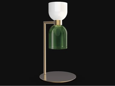 CATERINA 4026/LG - LED glass and bushed brass table lamp with dimmer (Request Info).