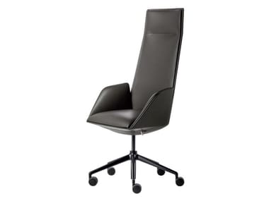 CERCLE - Leather executive chair with 5-spoke base with castors (Request Info).