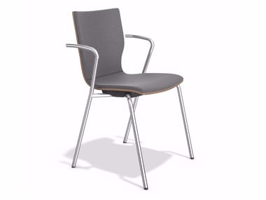 MANTA - Upholstered stackable fabric chair with armrests (Request Info).