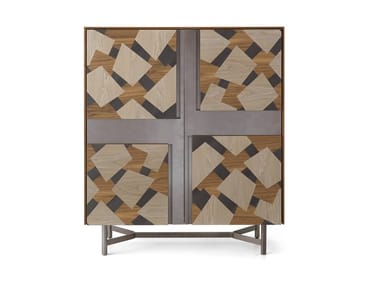 CLIK L1950 - Wooden highboard with doors and inlay by Arte Brotto