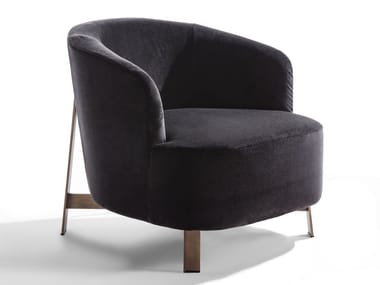 COPINE - Velvet armchair and bronzed brass base (Request Info).