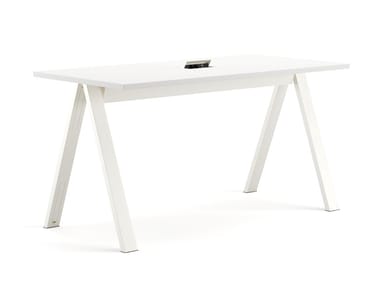 CROSS - Wooden High meeting table with electrical outlets (Request Info).