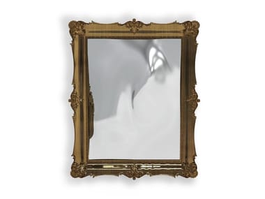 D. DINIS - Rectangular framed wall-mounted wood and glass mirror (Request Info).