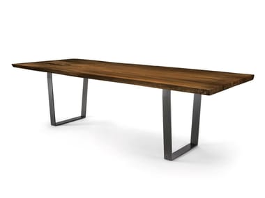 D.T. TABLE PLANK - Rectangular dining table with solid wood top and iron base (Request Info).