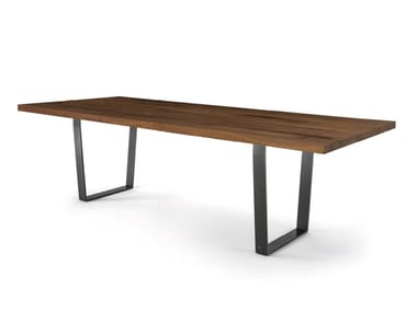 D.T. TABLE SQUARED - Rectangular dining table with solid wood top and iron base (Request Info).