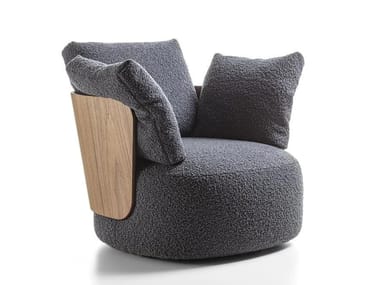 CALIN - Swivel armchair with removable cover (Request Info).