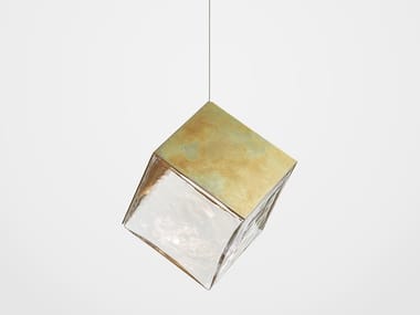 DE CASTELLI X PYRITE - Blown glass and brass pendant lamp (Request Info).