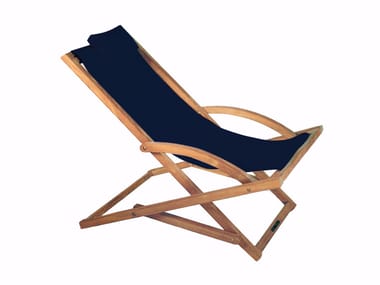 BEACHER - Folding fabric deck chair with armrests (Request Info).