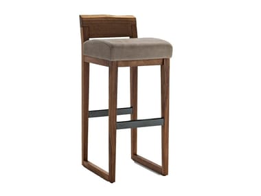 DINO - High sled base solid wood stool with footrest (Request Info).