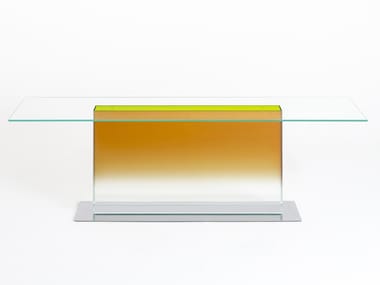 DONALD - Rectangular crystal and stainless steel table (Request Info).