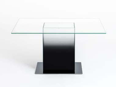 DONALD - Square crystal and stainless steel table (Request Info).