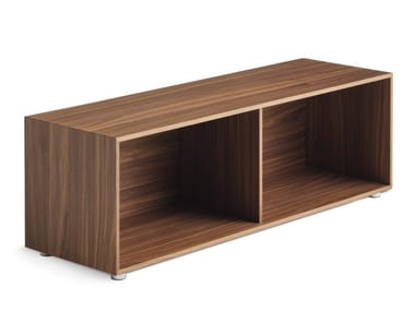 DUET - Low walnut coffee table with storage space (Request Info).