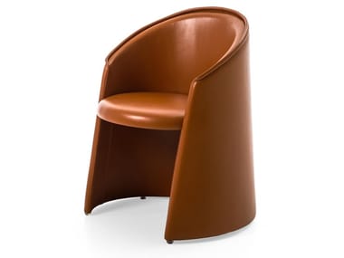 HUSK - Upholstered leather easy chair with armrests (Request Info).