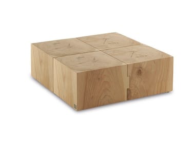 ECO BLOCK - Low square solid cedarwood coffee table.
