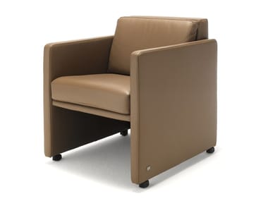 ROLF BENZ 011 EGO - Leather armchair with castors (Request Info).