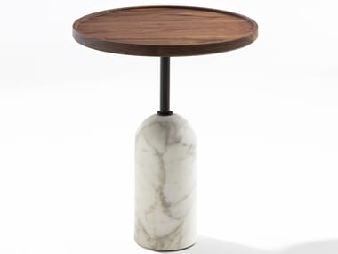EKERO - Carrara marble coffee table and canaletta walnut top (Request Info).