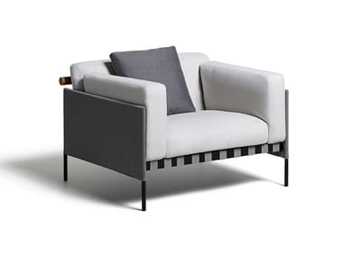 ?TIQUETTE Outdoor - Fabric garden armchair with removable cover with armrests (Request Info).