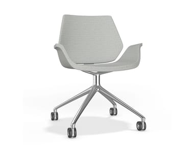 CENTURO VI - Swivel trestle-based fabric chair with castors (Request Info).