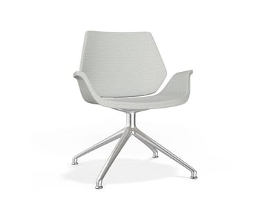 CENTURO IV LOUNGE - Swivel upholstered trestle-based fabric chair (Request Info).