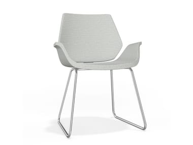 CENTURO I - Sled base upholstered fabric chair with armrests (Request Info).