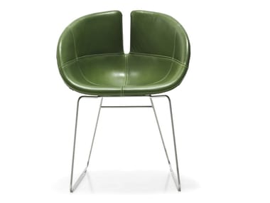 FJORD - Sled base upholstered leather chair (Request Info).