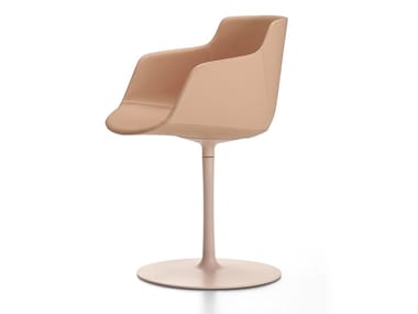 FLOW LEATHER - Swivel leather chair with armrests (Request Info).