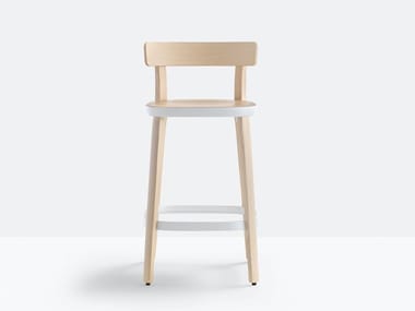 FOLK 2936 - High ash stool with back by Pedrali